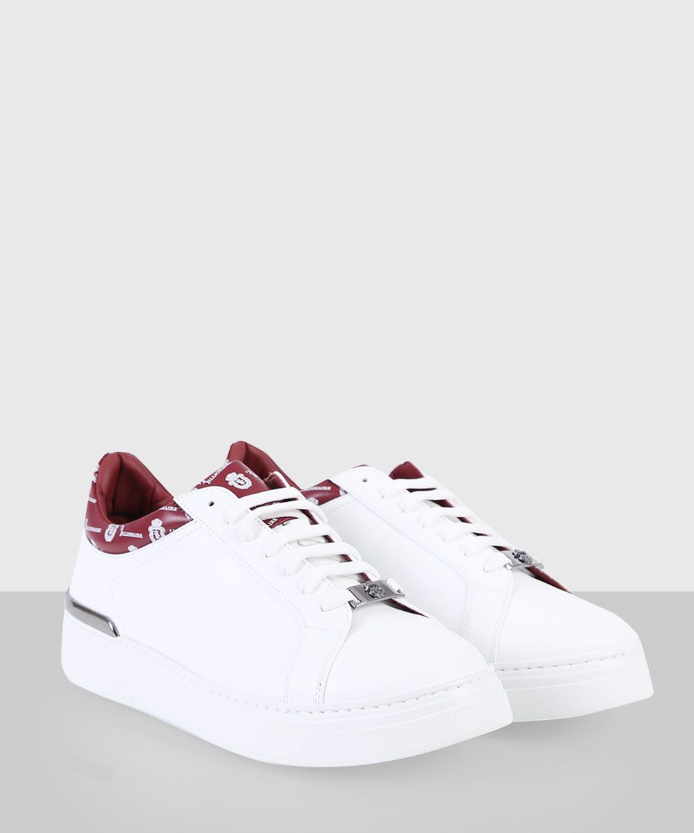 Logo print sneakers in white and red
