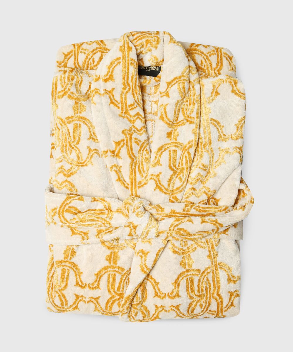 Gold-tone printed bathrobe