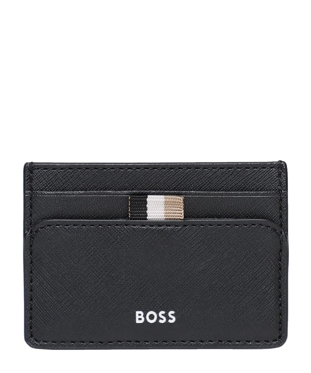 BOSS - Card holder in leather with logo lettering