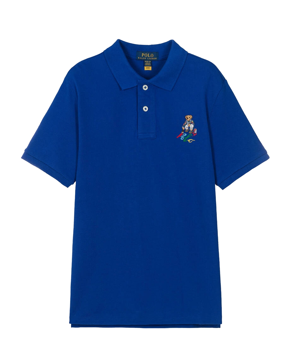 Polo with button collar and embroidery detail
