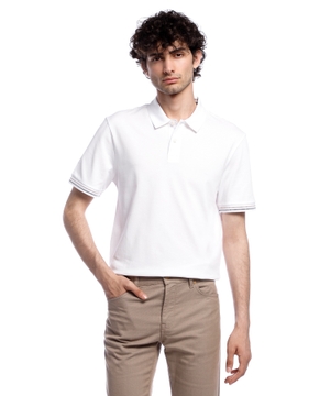 Mercerized-cotton regular-fit polo shirt with stripe trims