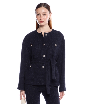 Belted tweed jacket