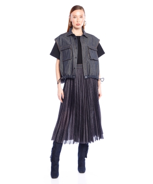 Pliseli denim ətək