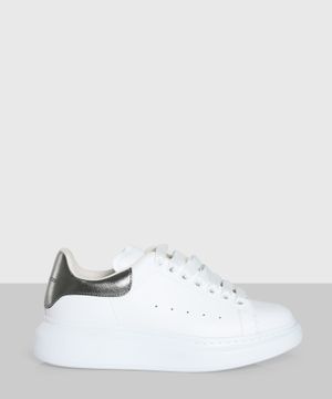 Leather sneakers with silver-tone detail