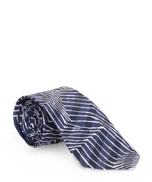 Blue and white silk tie