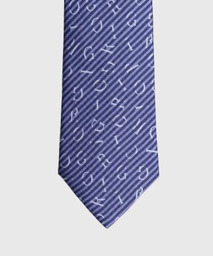 Blue tie with diagonal striped design