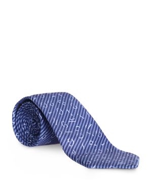 Blue tie with diagonal striped design