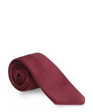 Dark red tie with diagonal checkered design