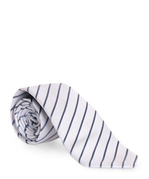 White and blue tie with diagonal stripe
