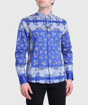 Blue shirt with paisley print