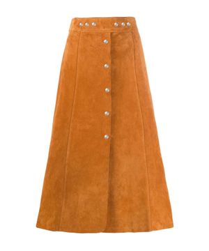 Buttoned midi skirt in orange