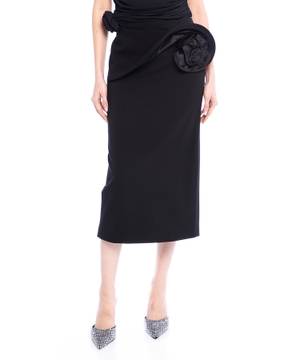 Floral applique midi skirt