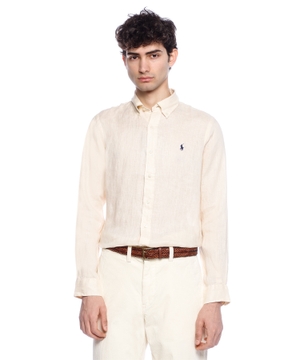 Polo Pony-embroidered linen shirt