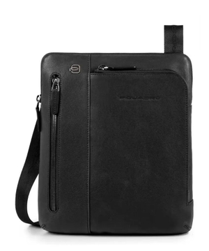Leather messenger bag with logo