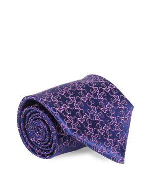 Patterned tie in blue and pink
