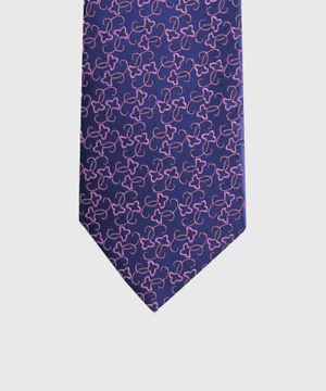 Patterned tie in blue and pink
