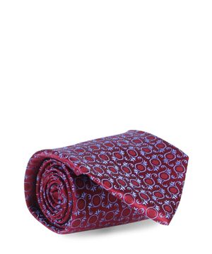 Pattern printed tie in burgundy