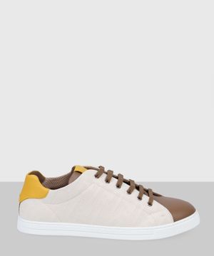 Lace-up trainers in beige