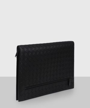 Black document bag with pattern design