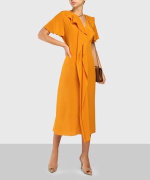 Chain detail midi dress in orange