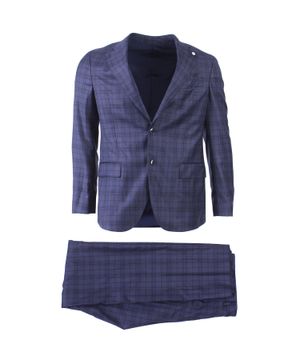 Plaid two-piece suit in blue