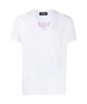 V neck t-shirt in white