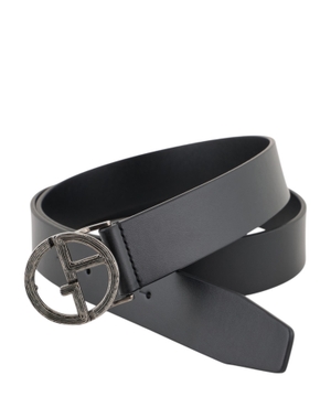 Logo buckle leather belt