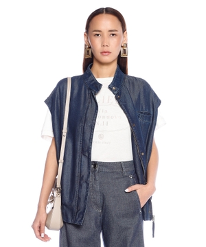 Denim sleeveless blouson