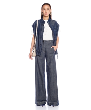 Denim sleeveless blouson