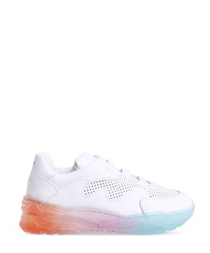 Multicolor sole design sneakers in white