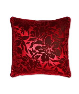 Floral pattern cushion in red