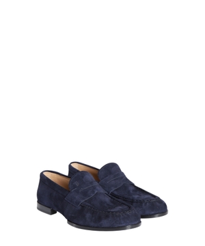 Dark blue suede loafers