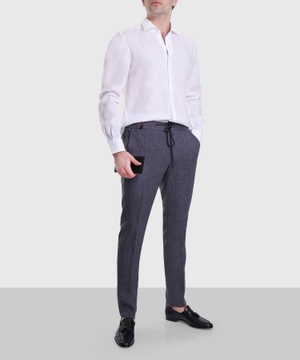 Elastic waist trousers in gray