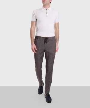 Elastic waist trousers in brown