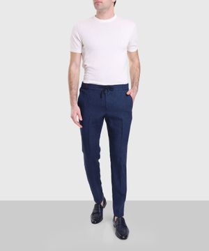 Elastic waist trousers in navy