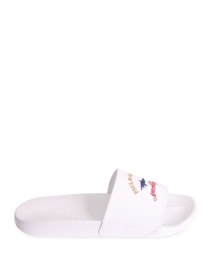 Logo applique detail sandals in white