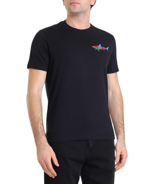 Qara rəngli applikasiyalı dizaynla t-shirt