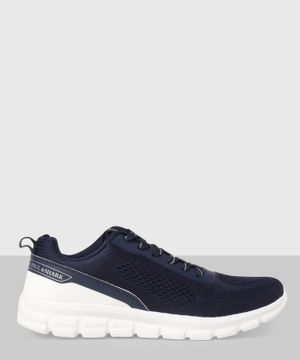 Blue sneakers with lace-up design