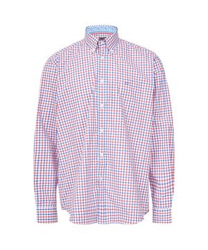 Red and blue checkered print shirt