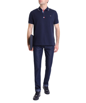 Blue polo with two buttons