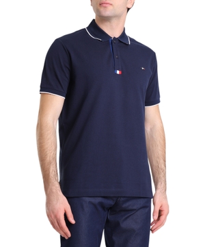 Blue polo with two buttons