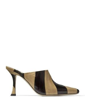 Black and cognac striped mules "Rya 90"