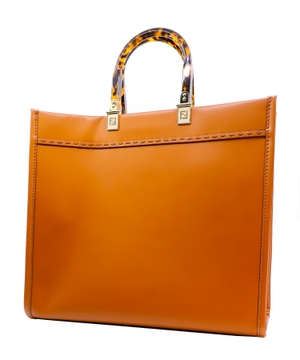 Brown leather shopper bag