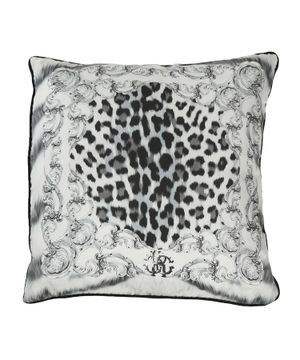 Подушка с серебряным леопардовым принтом 