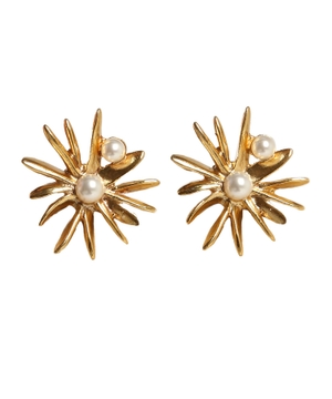 Pearls details earrings in gold-tone