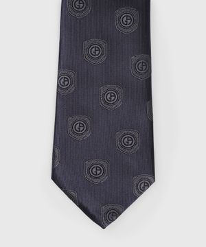 Blue tie with logo application