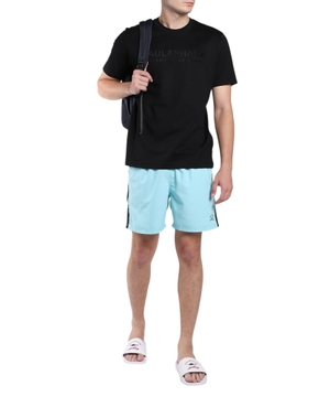 Light blue shorts with elastic waistline