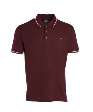 Dark red striped polo