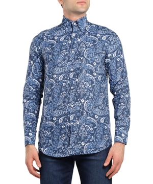 Blue shirt with Paisley print