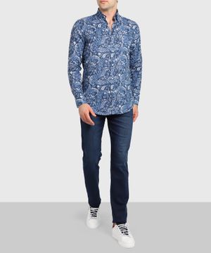 Blue shirt with Paisley print